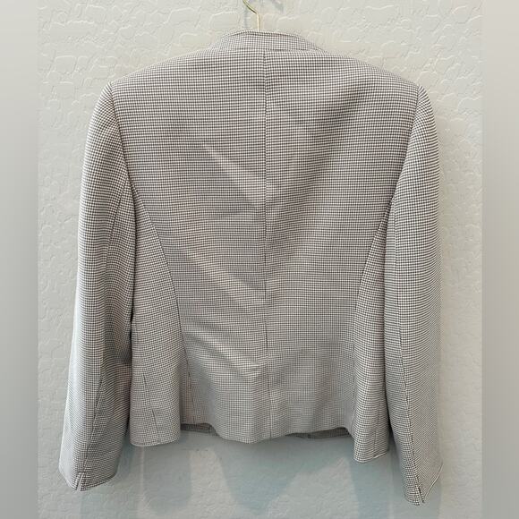 TAHARI Arthur S. Levine Tan Cream Houndstooth Blazer Career Office Workwear | 6 - Picture 4 of 6